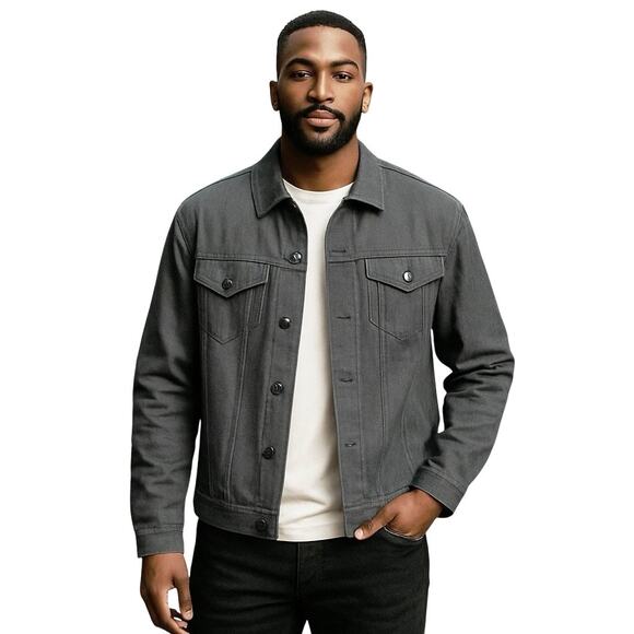 EZEKIEL Men’s Black Herringbone snap Front Trucker Jacket Size XL - Picture 1 of 6